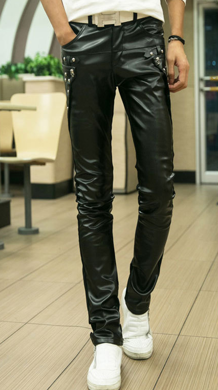 Pantalon cuir homme serré pour jeunesse PU automne - Ref 1489653