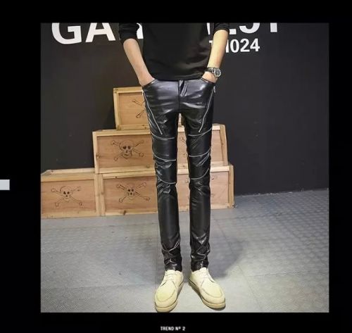 Pantalon cuir homme serré pour jeunesse automne - Ref 1489695