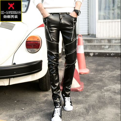 Pantalon cuir homme serré pour jeunesse automne - Ref 1489722