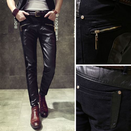 Pantalon cuir homme serré pour jeunesse PU automne - Ref 1489755