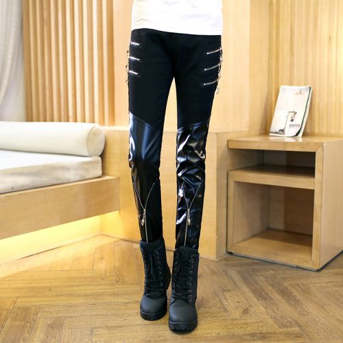 Pantalon cuir homme serré pour adolescent 16 BLOCKS PU automne - Ref 1489811