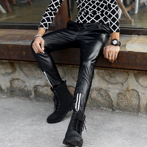 Pantalon cuir homme pantalons fuselés pour jeunesse PU automne - Ref 1489819