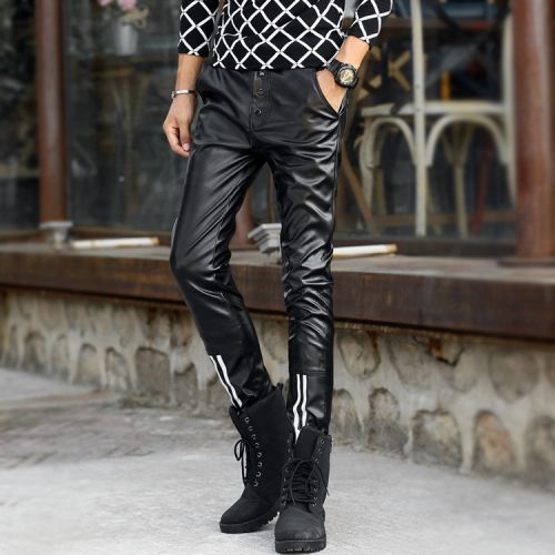 Pantalon cuir homme pantalons fuselés pour adolescent PU automne - Ref 1489821