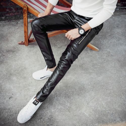 Pantalon cuir homme serré pour jeunesse automne - Ref 1489835