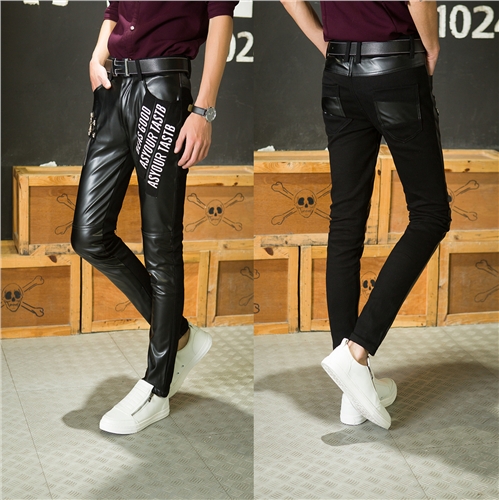 Pantalon cuir homme serré pour jeunesse automne - Ref 1489952