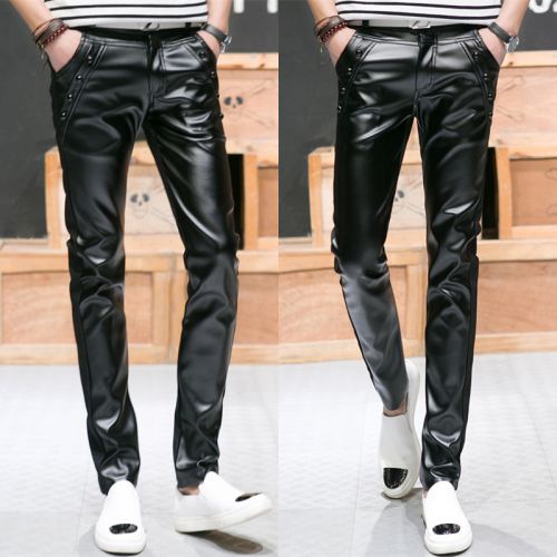Pantalon cuir homme serré pour jeunesse printemps - Ref 1489999