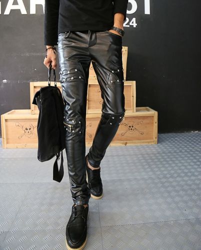 Pantalon cuir homme serré pour adolescent automne - Ref 1490052