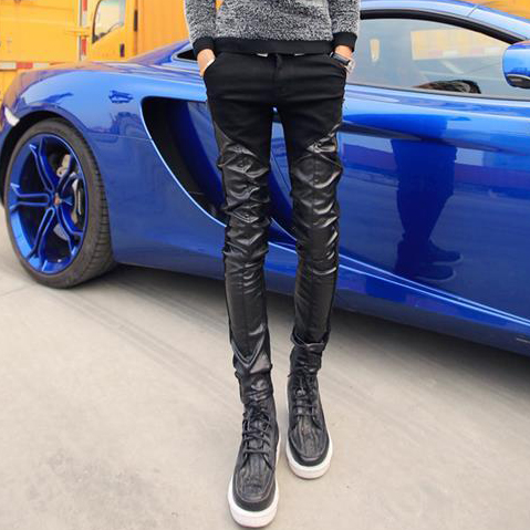 Pantalon cuir homme serré pour jeunesse automne - Ref 1490057