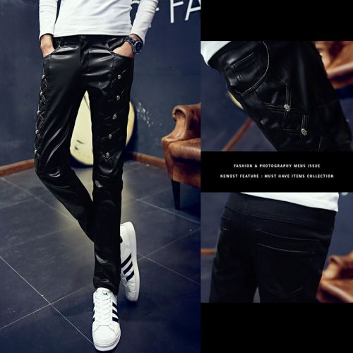 Pantalon cuir homme serré pour jeunesse hiver - Ref 1490085