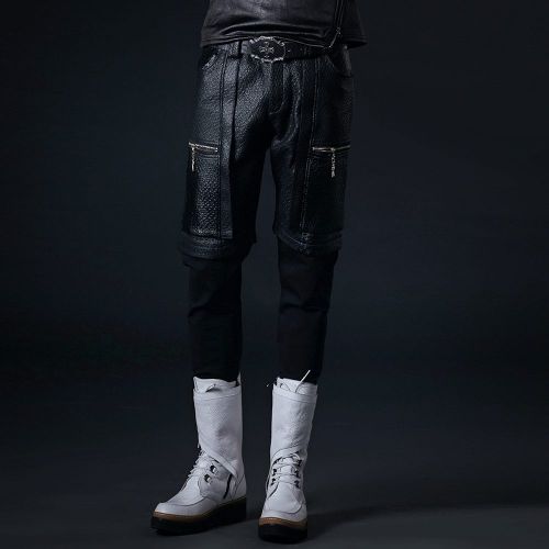 Pantalon cuir homme serré pour jeunesse ABCAAA Microfiber printemps - Ref 1491210