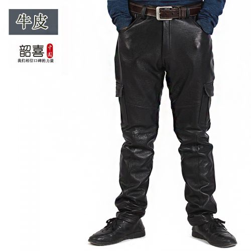 Pantalon cuir homme pantalons fuselés pour jeunesse Première couche de hiver - Ref 1491245