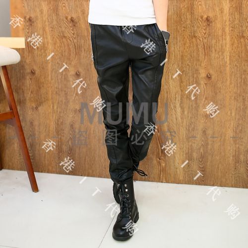 Pantalon cuir homme pantalons fuselés pour jeunesse printemps - Ref 1491325