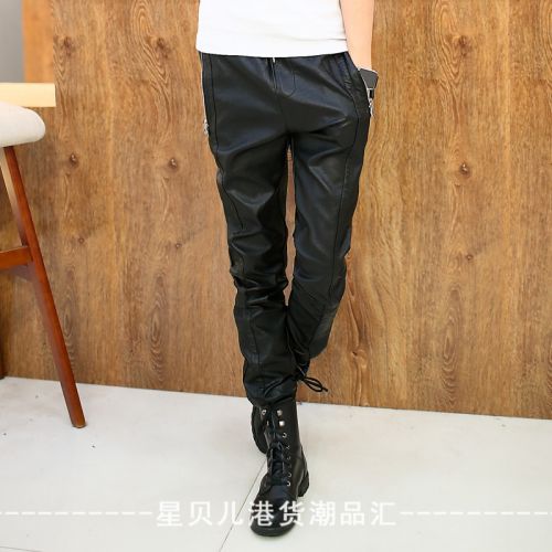 Pantalon cuir homme pantalons fuselés pour jeunesse printemps - Ref 1491333