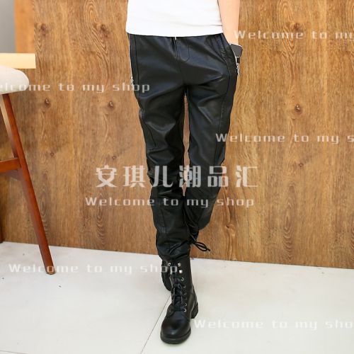 Pantalon cuir homme pantalons fuselés pour jeunesse printemps - Ref 1491336