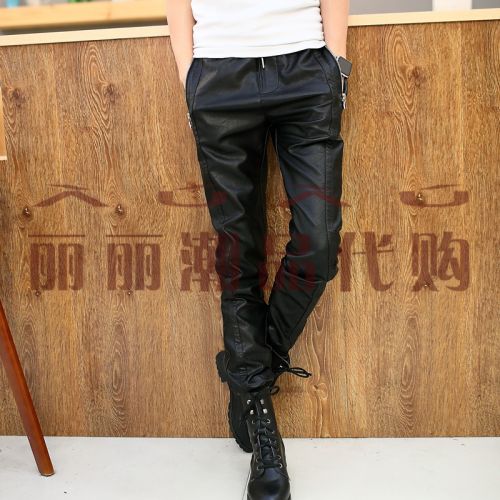 Pantalon cuir homme pantalons fuselés pour jeunesse printemps - Ref 1491340