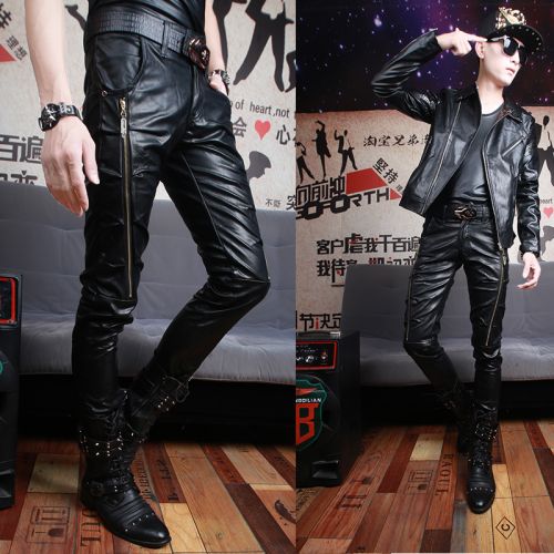 Pantalon cuir homme serré pour adolescent PU automne - Ref 1491356