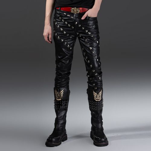 Pantalon cuir homme serré pour jeunesse ABCAAA automne - Ref 1491361