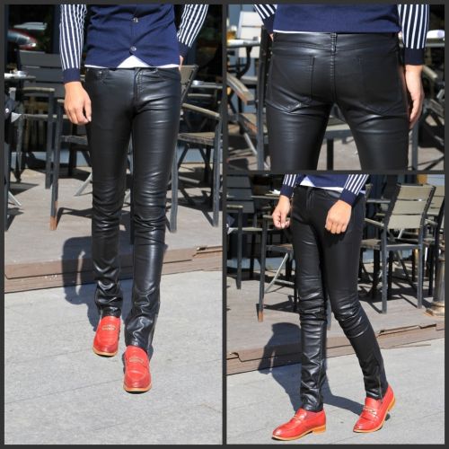 Pantalon cuir homme serré pour jeunesse hiver - Ref 1491398