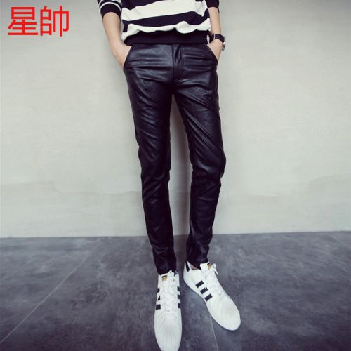 Pantalon cuir homme pantalons fuselés pour adolescent PU printemps - Ref 1491420