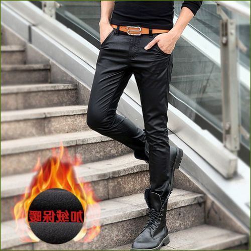 Pantalon cuir homme serré pour jeunesse GUGOO hiver - Ref 1491527