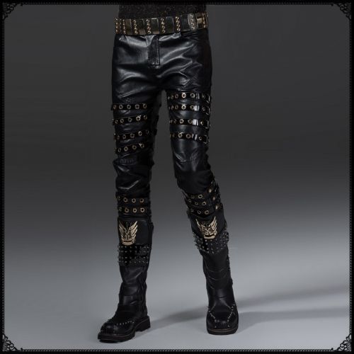 Pantalon cuir homme serré pour jeunesse automne - Ref 1491548