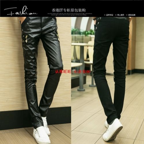 Pantalon cuir homme serré pour jeunesse automne - Ref 1491604