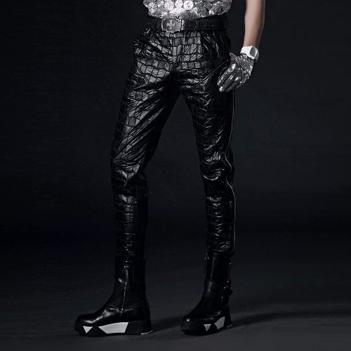 Pantalon cuir homme serré pour jeunesse printemps - Ref 1491795