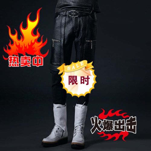 Pantalon cuir homme serré pour jeunesse ABCAAA Microfiber printemps - Ref 1491807