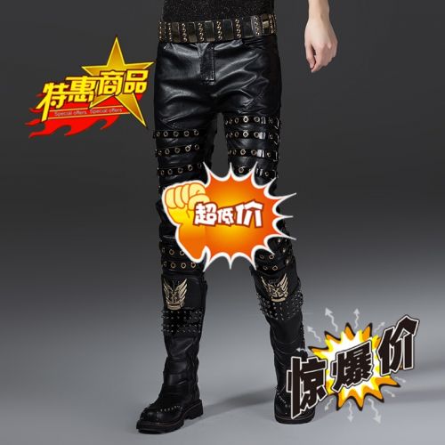 Pantalon cuir homme serré pour jeunesse ABCAAA automne - Ref 1491809