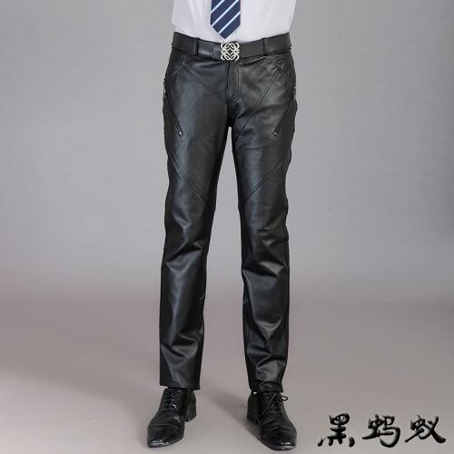 Pantalon cuir homme droit peau de porc pour hiver - Ref 1491838