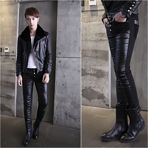 Pantalon cuir homme serré pour adolescent hiver - Ref 1492063