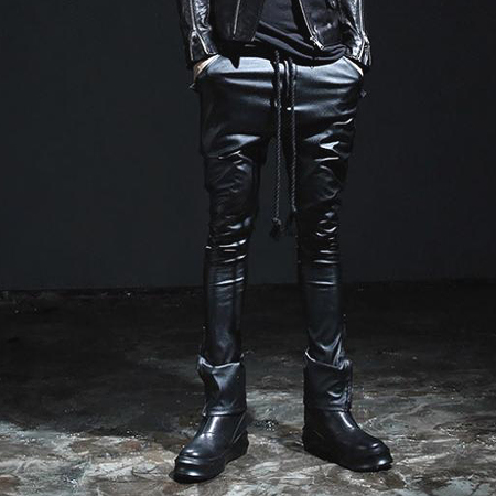 Pantalon cuir homme serré pour jeunesse automne - Ref 1492203