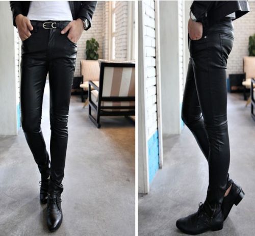 Pantalon cuir homme serré pour jeunesse automne - Ref 1492205