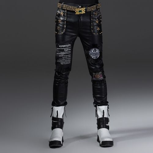 Pantalon cuir homme serré pour jeunesse ABCAAA automne - Ref 1492492