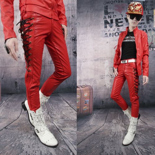 Pantalon cuir homme serré pour adolescent automne - Ref 1492543