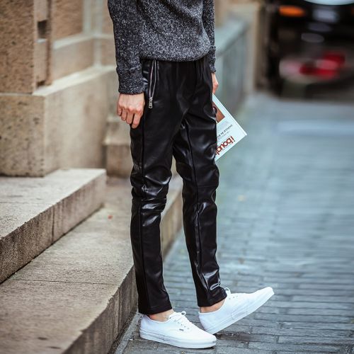 Pantalon cuir homme pantalons fuselés pour jeunesse hiver - Ref 1492774
