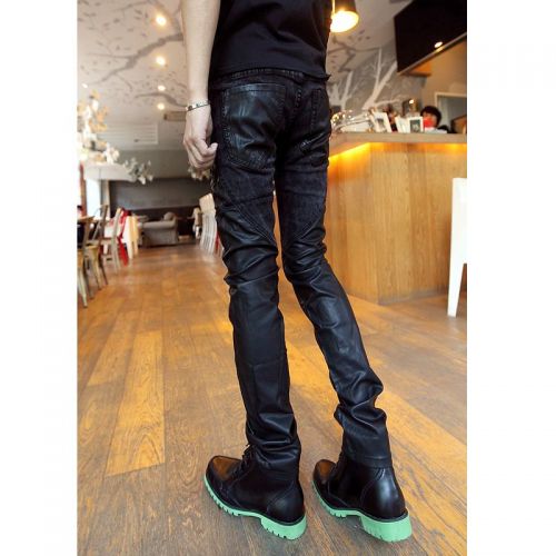 Pantalon cuir homme serré pour jeunesse printemps - Ref 1492856