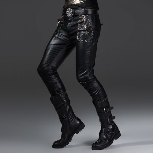 Pantalon cuir homme serré pour jeunesse ABCAAA automne - Ref 1492897