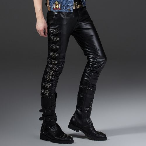 Pantalon cuir homme serré pour jeunesse ABCAAA automne - Ref 1492903