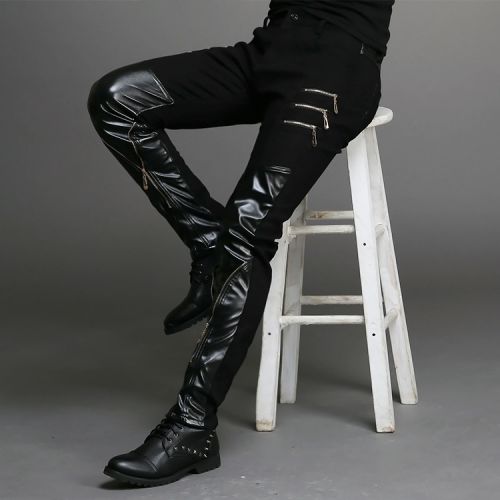 Pantalon cuir homme serré pour jeunesse automne - Ref 1492937