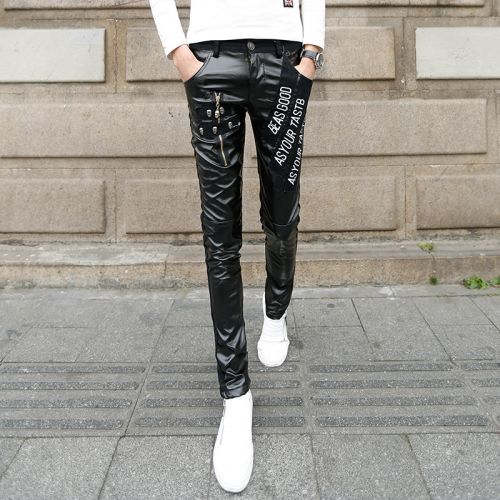 Pantalon cuir homme serré pour jeunesse automne - Ref 1492938