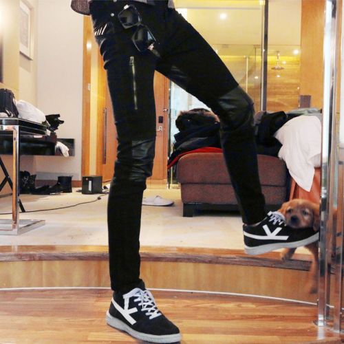 Pantalon cuir homme serré pour adolescent automne - Ref 1493003