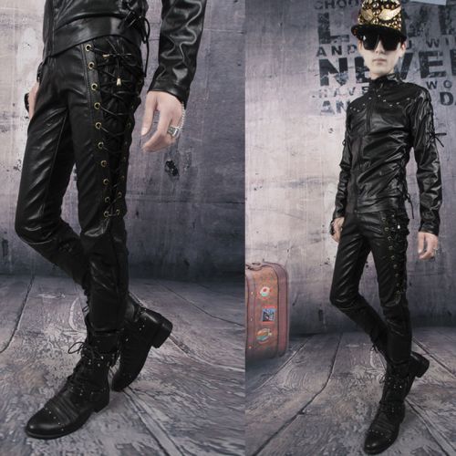 Pantalon cuir homme serré pour adolescent automne - Ref 1493080