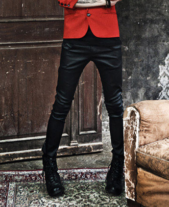 Pantalon cuir homme serré pour jeunesse automne - Ref 1493144