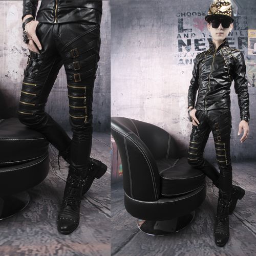 Pantalon cuir homme serré pour jeunesse automne - Ref 1493210