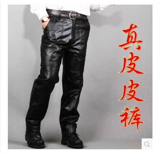 Pantalon cuir homme pantalons fuselés peau de chèvre pour hiver - Ref 1493311