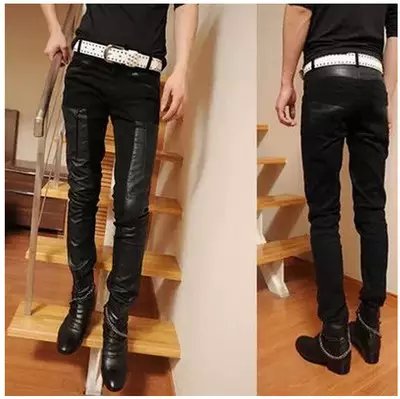 Pantalon cuir homme serré pour adolescent automne - Ref 1493318