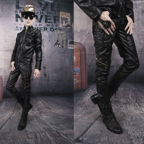 Pantalon cuir homme serré pour adolescent hiver - Ref 1493369