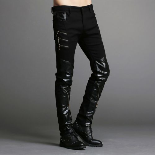 Pantalon cuir homme serré pour jeunesse automne - Ref 1493409