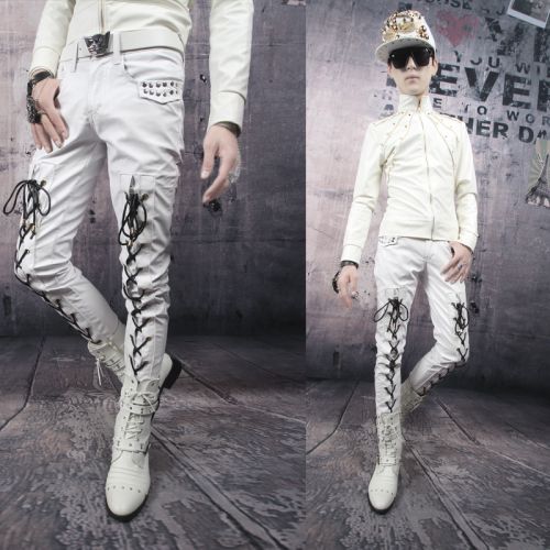 Pantalon cuir homme serré pour adolescent automne - Ref 1493512